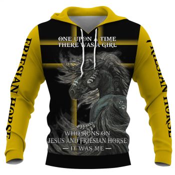 Fashion Black Yellow Horse Pattern Animals Hoodie