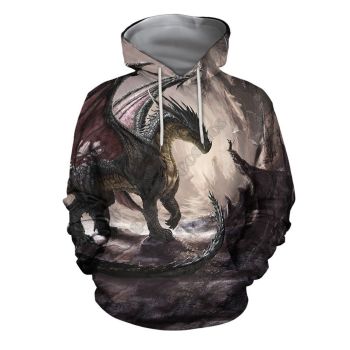 Classical And Elegance Purple Dragon Pattern Animals Hoodie