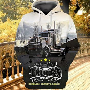  Fashion Black White Truck Pattern Car Hoodie