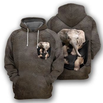 Precious Brown Elephant Pattern Animals Hoodie