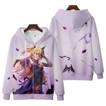 Cute Genshin Impact Anime Game Fischl Zip-Up Hoodie