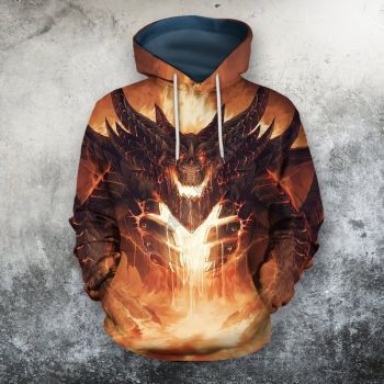 Elegance Orange Dragon Pattern Animals Hoodie