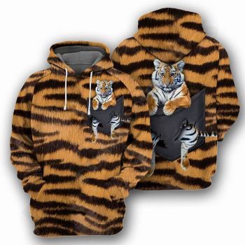 Cute And Loose Brown Tiger Pattern Animals Hoodie