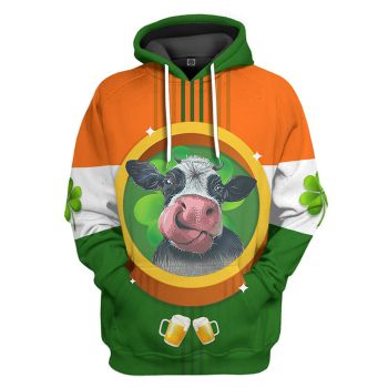 Pretty And Vintage  Green Orange Cow  Pattern Animals Hoodie
