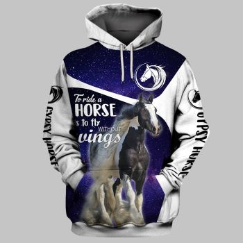 Elegance Purple White Horse Pattern Animals Hoodie