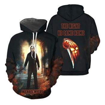  Generous And Beautiful Black Knives Horror Characters Pattern Halloween Hoodie