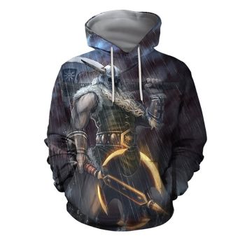 Vintage  And Loose Black Soldiers Pattern Armor Hoodie