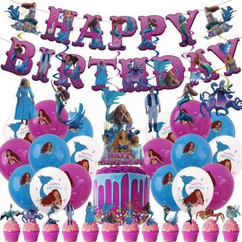 Little Mermaid, Princess Birthday Party Decoration Supplies, Black Mermaid Decoration Set