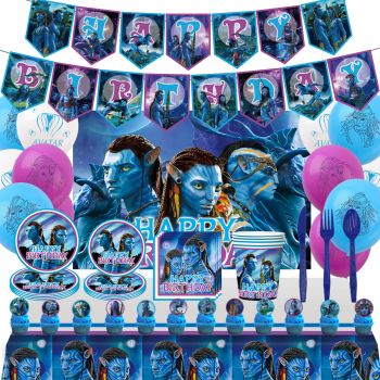   Avatar 2 Theme Birthday Party Decoration Supplies , Tablecloth Tableware Background Cloth Balloon Decoration Set