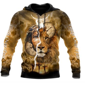 Oversize Yellow Lion Headshot Pattern Indians Hoodie