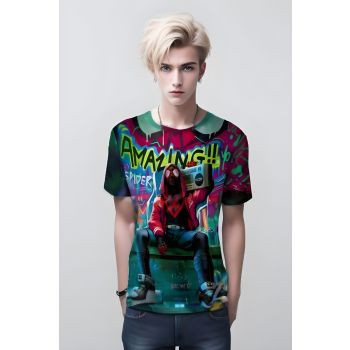 Miles Morales Spider-man T-Shirt: A Black Tee with the Iconic Spider-man Logo