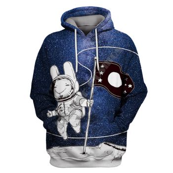 Elegance Blue Rabbit Pattern Astronauts Hoodie