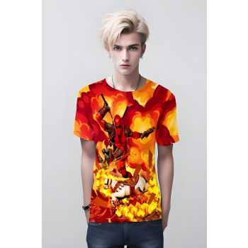 Deadpool X Spider-man Man Shirt - The Merc with a Mouth and the Web-Slinger in Orange