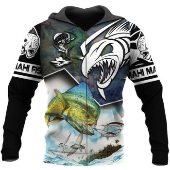 Loose Colorful Fish Pattern Animals Zip-Up Hoodie