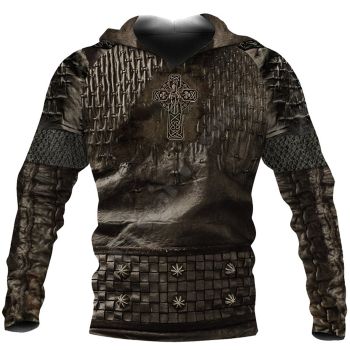 Generous And Beautiful Brown Crosses Pattern Armor Hoodie