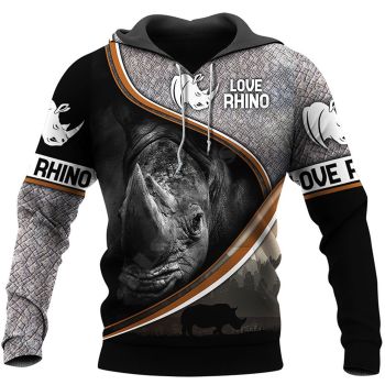 Fashion And Gorgeous Black Rhino Pattern Animals Hoodie