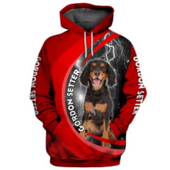 Loose Red Dog Pattern Animals Hoodie