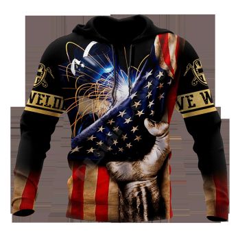  Vintage  And Loose Colorful Welding Pattern Welding Hoodie