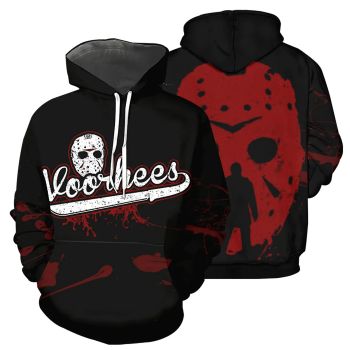  Street Black Red Alphabet Skull Pattern Halloween Hoodie