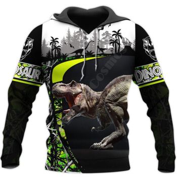 Loose Black Dinosaurs Pattern Animals Hoodie