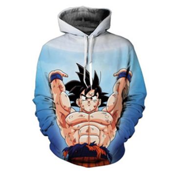 Loose Blue Headshot Pattern Dragonball Hoodie