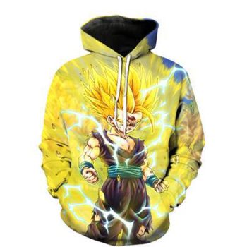 Oversize Yellow Headshot Pattern Dragonball Hoodie
