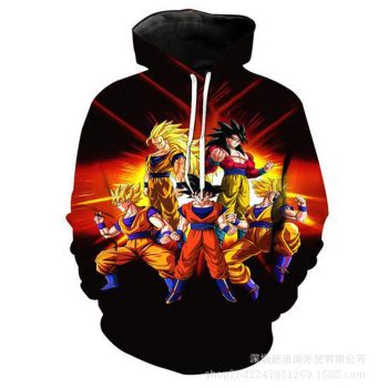 Loose And Fashion Orange Headshot Pattern Dragonball Hoodie
