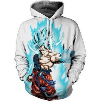 Classical  White Headshot Pattern Dragonball Hoodie