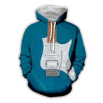 Pretty And Vintage  Blue Strings Pattern Music Hoodie