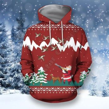 Cute Red Tree Snow Santa Claus Pattern Christmas Hoodie