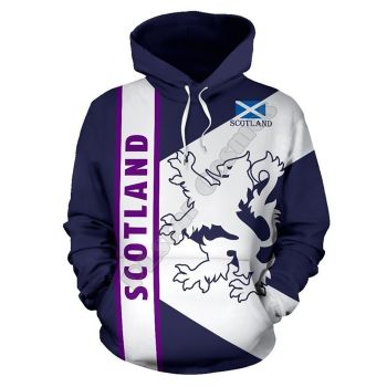 Street Purple White Lion Pattern Tattoos Hoodie