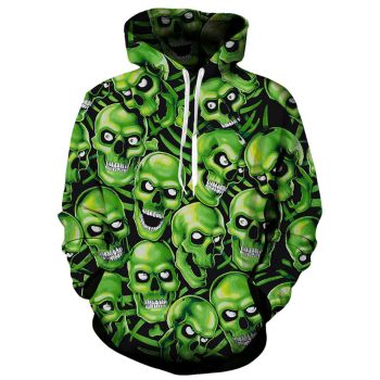Precious Green Skull Pattern Halloween Hoodie