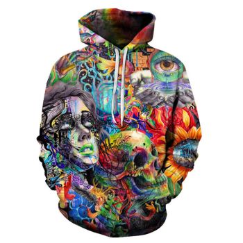 Gorgeous Colorful Skull Pattern Halloween Hoodie