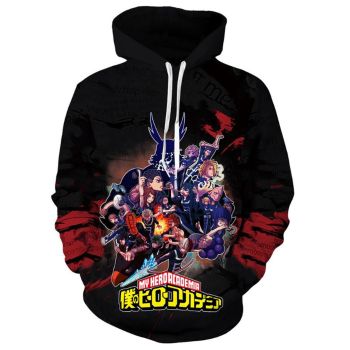 Pretty And Vintage  Black Headshot Pattern My Hero Academia Hoodie
