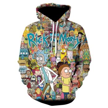 Loose Colorful Rick And Morty Pattern Cartoon Hoodie