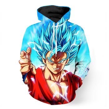 Elegance Blue Headshot Pattern Dragonball Hoodie