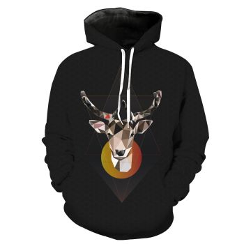 Generous And Beautiful Black Deer Pattern Animals Hoodie