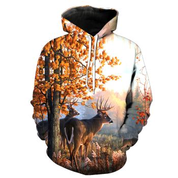 Gorgeous Orange Deer Pattern Animals Hoodie