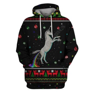  Vintage  Black Horse Pattern Christmas Hoodie