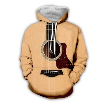  Gorgeous Brown Guitar Pattern Guitar Hoodie