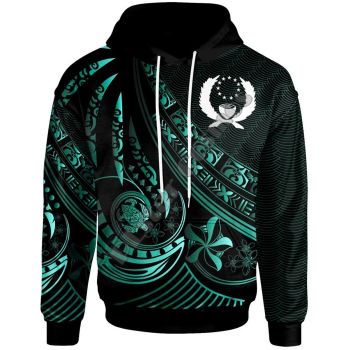Classical And Elegance Black Green Pohnpei Pattern Pohnpei Hoodie