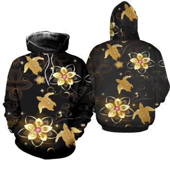 Generous And Beautiful Black Yellow Turtles Sunflower Pattern Animals Hoodie