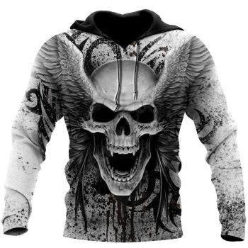 Classical And Elegance Black White Skull Pattern Skull Hoodie