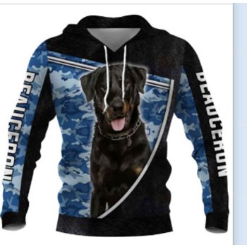  Fashion Black Blue Dog Pattern Animals Hoodie