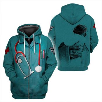  Loose And Gorgeous Blue Fingers Pattern Jesus Zip-Up Hoodie