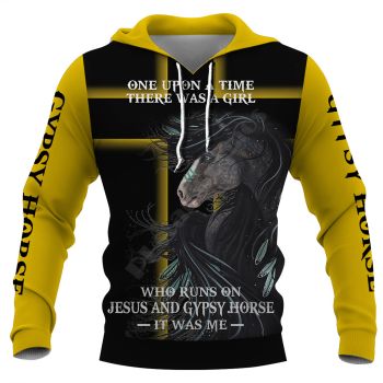 Cute Black Yellow Horse Pattern Animals Hoodie