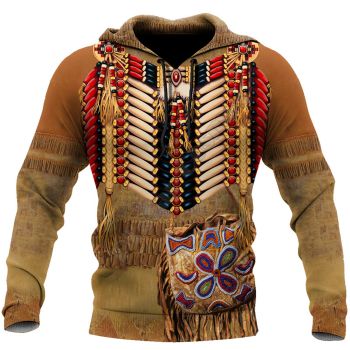 Street Brown Feather Pattern Indians Hoodie