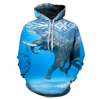 Elephant Swimming 3D - Sweatshirt, Hoodie, Pullover