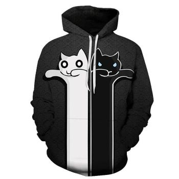 3D Cat Zombie Printed Hoodie