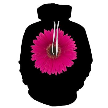 Pink Flower Black 3D Sweatshirt Hoodie Pullover